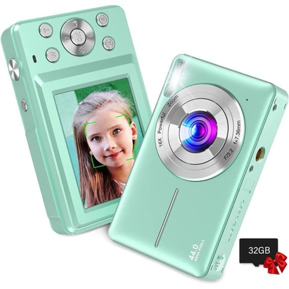 Digital Camera,Kids Camera with 32GB Card,Nsoela FHD 1080P 44MP Compact Vlogging
